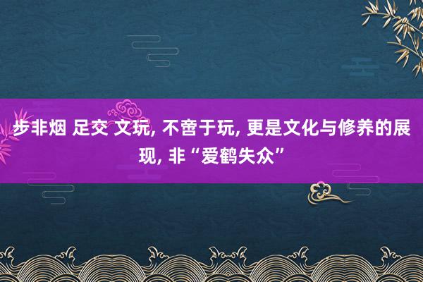 步非烟 足交 文玩， 不啻于玩， 更是文化与修养的展现， 非“爱鹤失众”