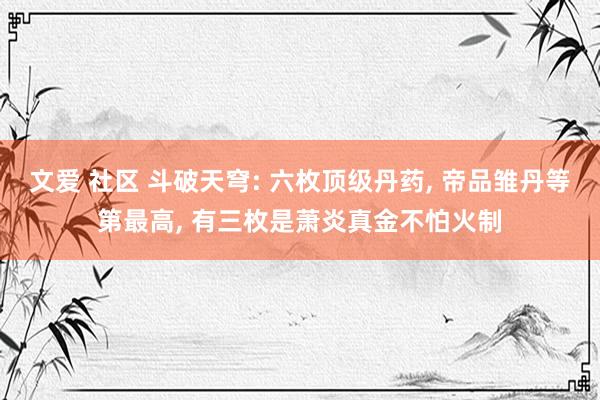 文爱 社区 斗破天穹: 六枚顶级丹药， 帝品雏丹等第最高， 有三枚是萧炎真金不怕火制